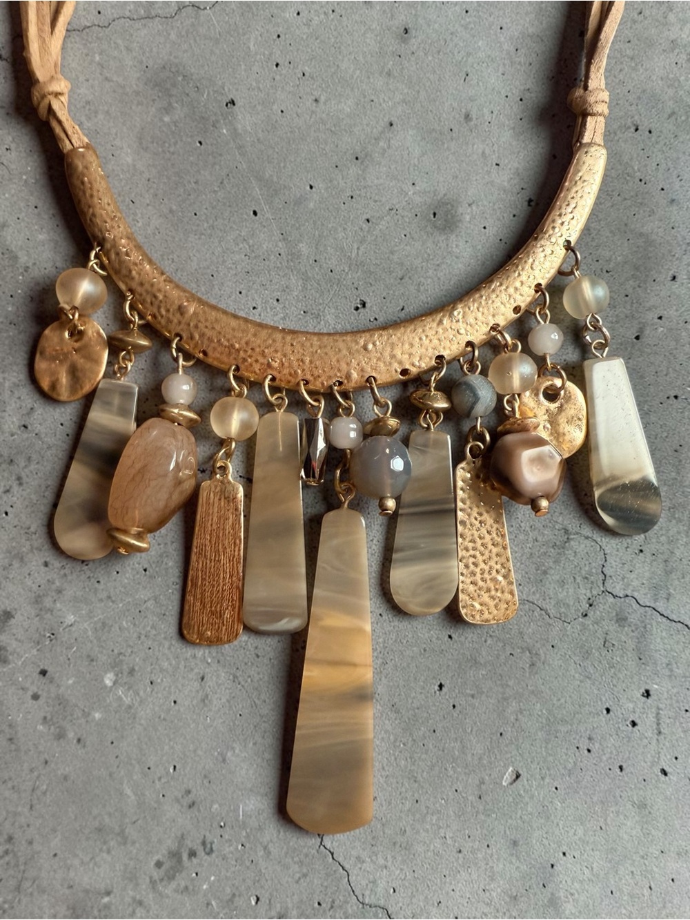Boho Multi-Charm Neutral Statement Necklace - Women Jewelry